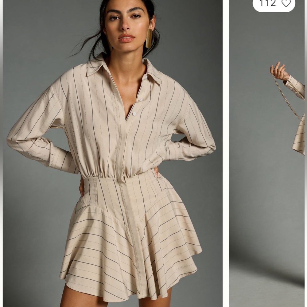 Mon Renn x Anthropologie Fitted-Waist Shirt Dress